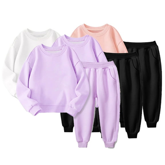 Esaierr 2PCS Toddler Kids Girls Boys Sweatshirt Pants Outfits Baby Cotton Sweatsuit Outfits Solid Colour Winter Clothes Set