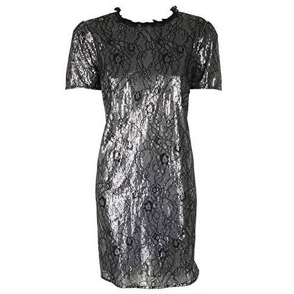 Michael Kors Sequined Lace Shift Dress Womens dress MSRP $250 Silver XL