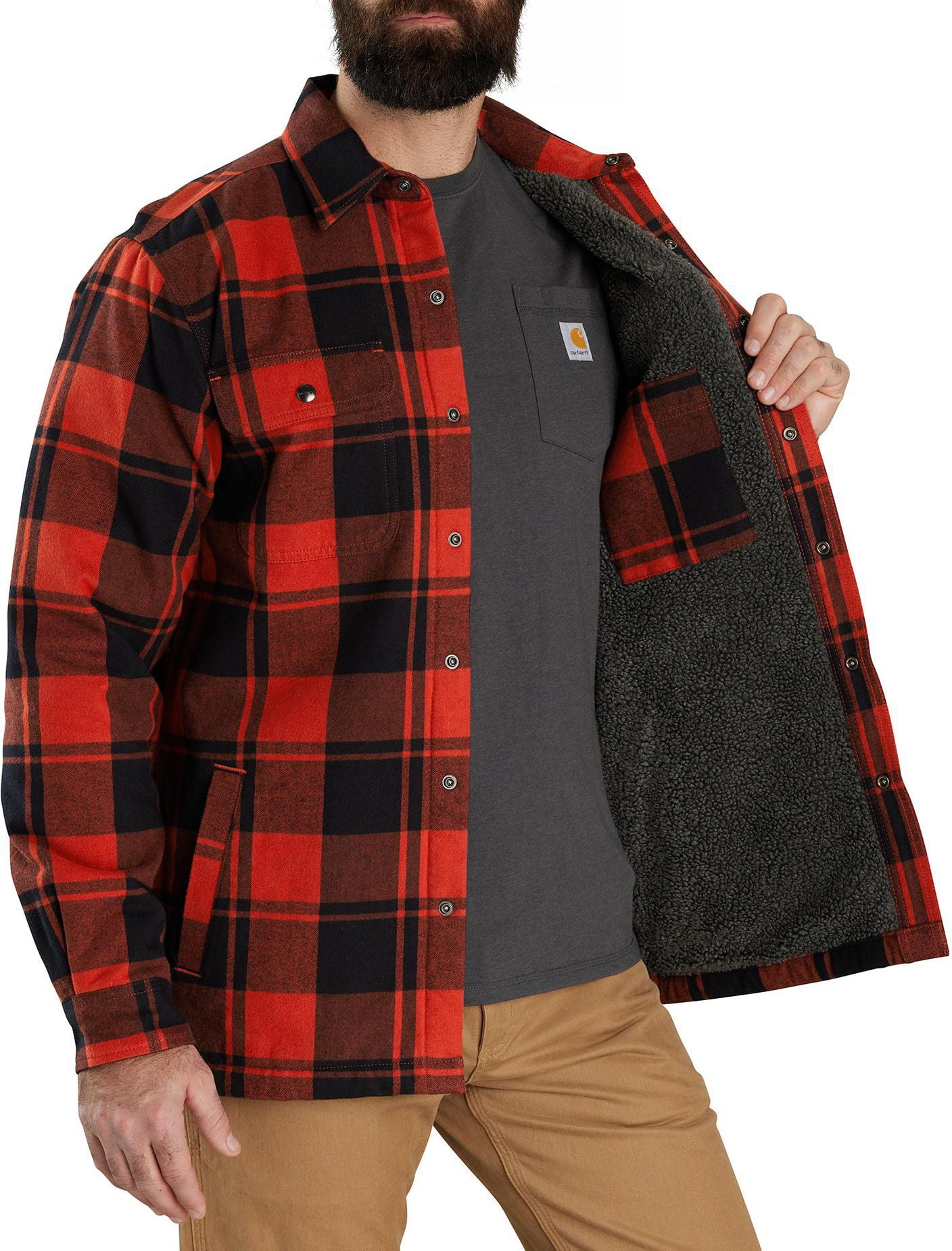 Carhartt Men's Sherpa Shirt Jacket (Chive, 2XLT) - Walmart.com