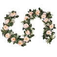 thumbnail image 2 of PARMPH 2Packs 11.5Ft Artificial Rose Flowers Garland, Artificial Flowers Garland with 15 Rose Flowers, Fake Rose Vines for Home Garden Weddings Party Backdrop Arch Wall Decor, Light Pink (5.75ft/Pack), 2 of 9
