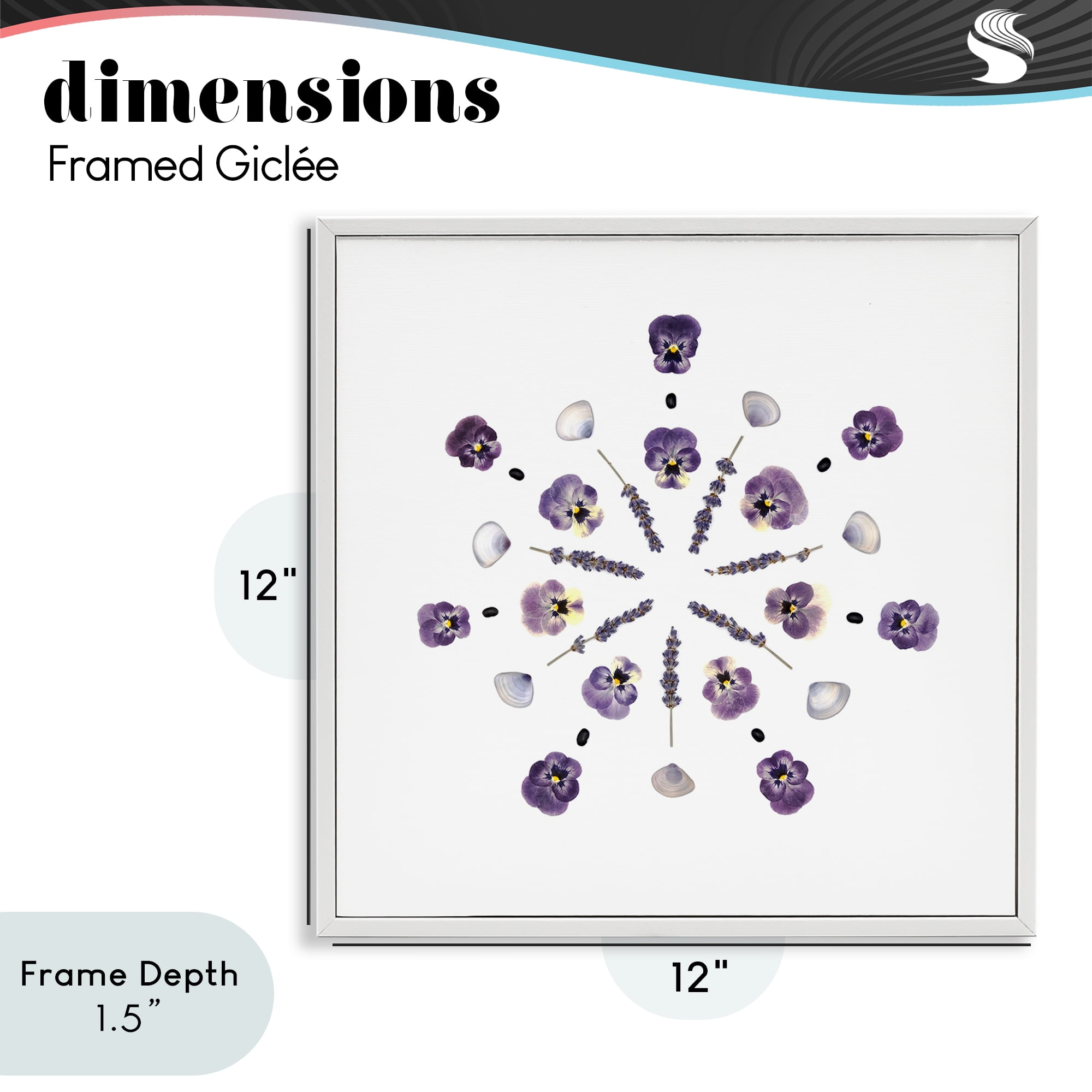 Stupell Industries Pansies & Lavender Symmetry White Framed Giclee Art, design by Beth Adoette