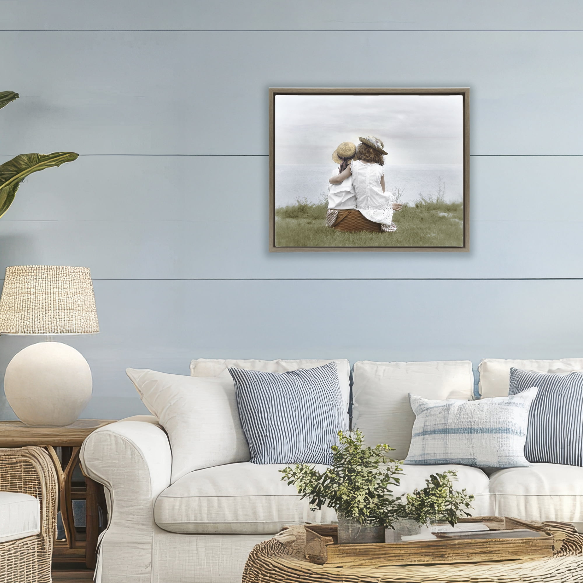 Stupell Industries Friends By The Ocean Brown Framed Floater Canvas Wall Art, design by Kendra Dew