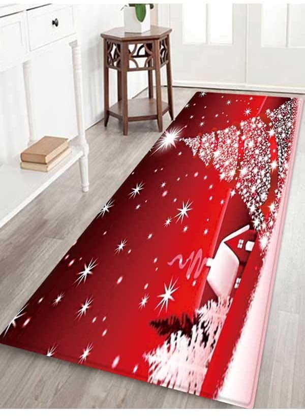 Christmas Rug Mat Home Decor Santa Claus Anti-slip Fireplace Floor