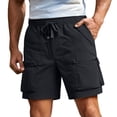 thumbnail image 2 of Cargo Shorts for Men Summer Casual Lightweight Elastic Waist Wide Straight Leg Loose Athletic Shorts with Pockets, 2 of 5