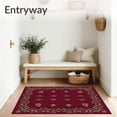 thumbnail image 3 of ODIKA 8'x10' Machine Washable Non-Slip Area Rug, Joyful Yuletide Hearth Adorned Elegant Pinecone Motifs High Traffic Rug with Pad, Red, 621772, 3 of 8