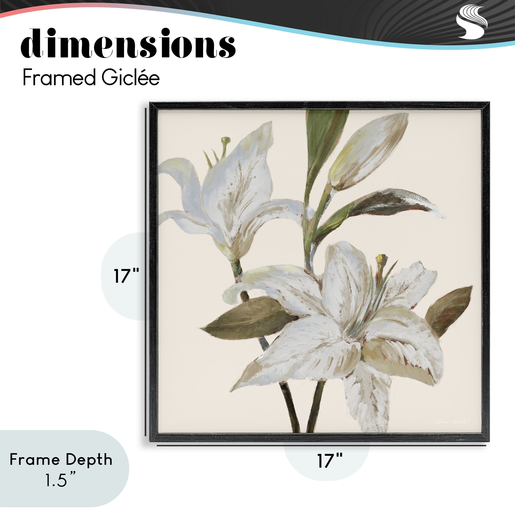 Stupell Industries Lilies Soft Beige Black Framed Giclee Art, design by Lanie Loreth