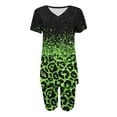 thumbnail image 4 of XFLWAM Two Piece Outfits For Women Summer V Neck T-Shirt Tops Biker Shorts Workout Sports Plus Size Tracksuit Green S, 4 of 4