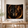 thumbnail image 5 of Fierce Wolf Face in a Fractured Fiery Landscape, Mysterious Gothic for Wildlife Enthusiasts, Dark Fantasy Wall Art, Halloween Gift Tapestry Wall Hanging for Living Room and Bedroom, 5 of 7
