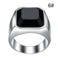 thumbnail image 2 of Yuehao Mens Rings, Gifts for Men, Men's Black Agate Ringmen's Stainless Steel Squarea Agate Signet Ring, 2 of 2