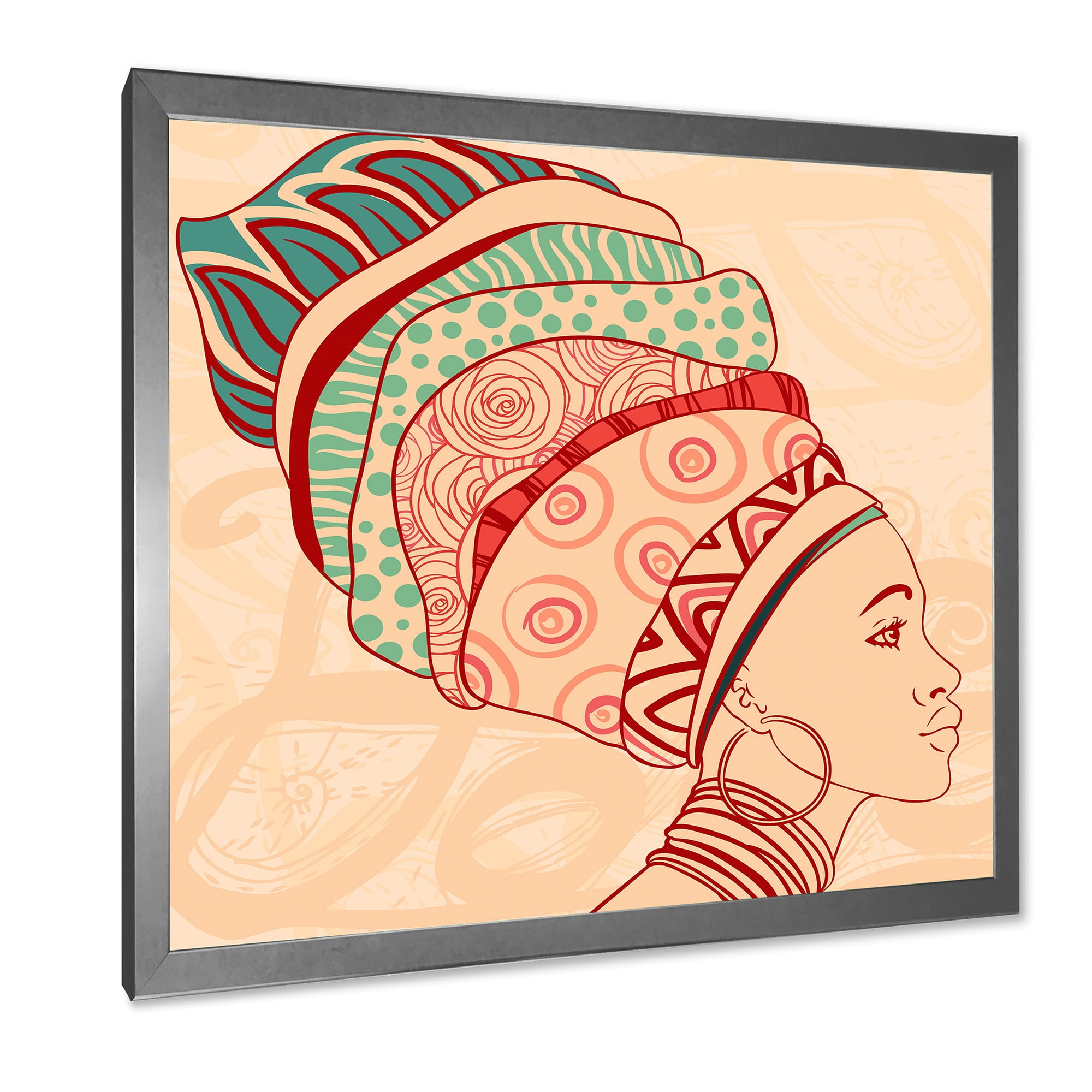 Designart 'African American Woman Portrait with Turban II' Modern Framed Art Print