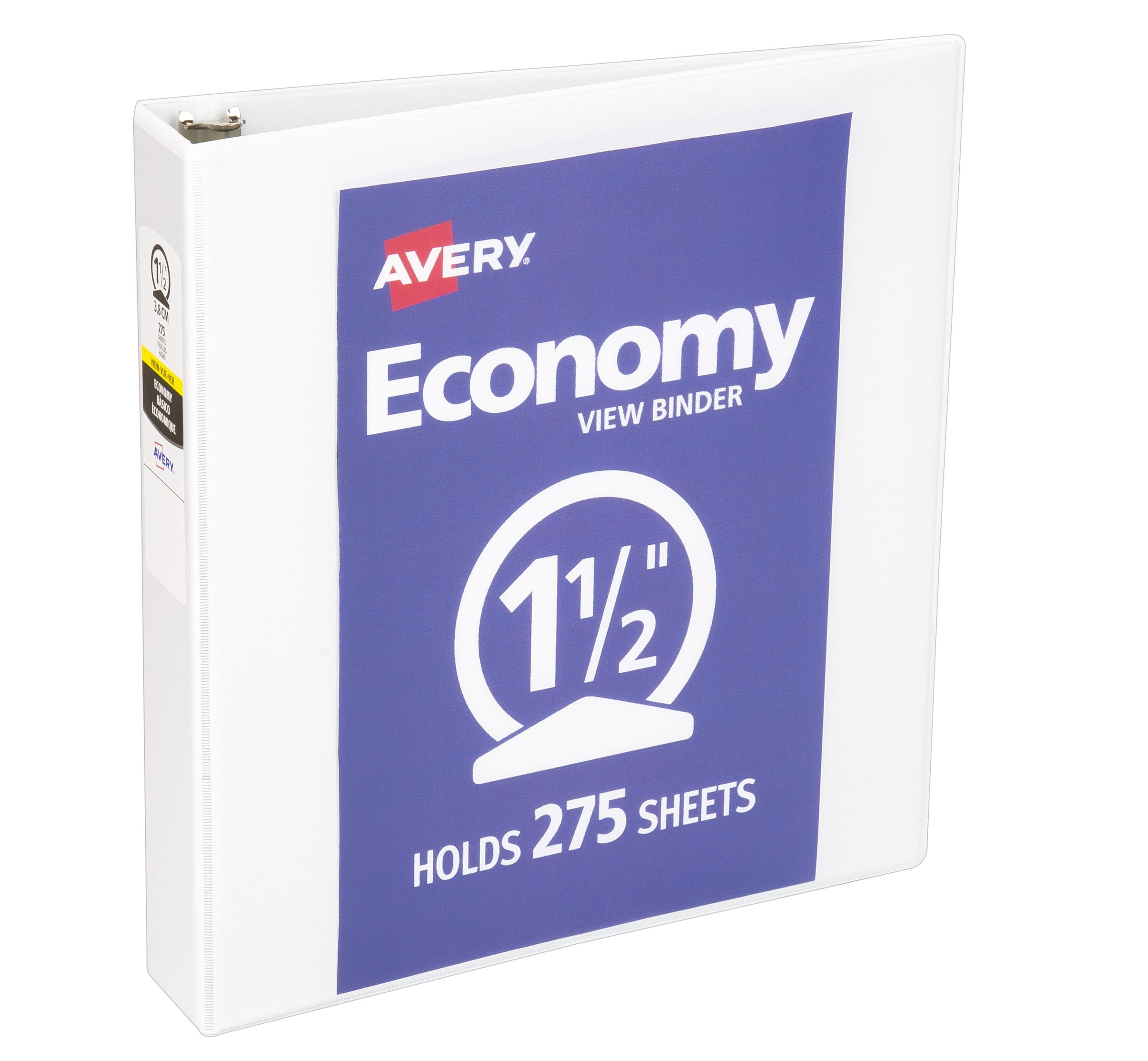 Avery Economy View 3 Ring Binder, 1.5' Round Rings, 1 White Binder