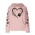 thumbnail image 3 of Mnyycxen Women Waffle Hoodies Cute Dog Paw Pattern Printed Long Sleeve Pullover Drawstring Kangaroo Pocket Sweatshirt, 3 of 3