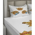 thumbnail image 4 of Ambesonne Summer Fitted & Top Sheet Set with Shams, Hippie Surfboards Sun, Orange White, 4 of 5