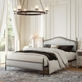 thumbnail image 5 of Queen Size Metal Platform Bed Frame, Upholstered Headboard Footboard Wood Slat Support No Box Spring Needed Beige, 5 of 10