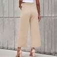 thumbnail image 4 of Baqcunre Wide Leg Pants Woman Fashion Women's Solid Casual Pocket Button High Waist Wide Leg Pants Womens Fashion Women's Pants Pants for Women Womens Clothes Beige L, 4 of 9
