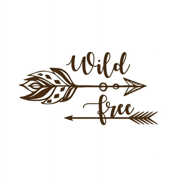 Wild and Free Wall Quote Decal Arrow Vinyl Sticker Rustic Nursery Wall Decor F9 (brown)