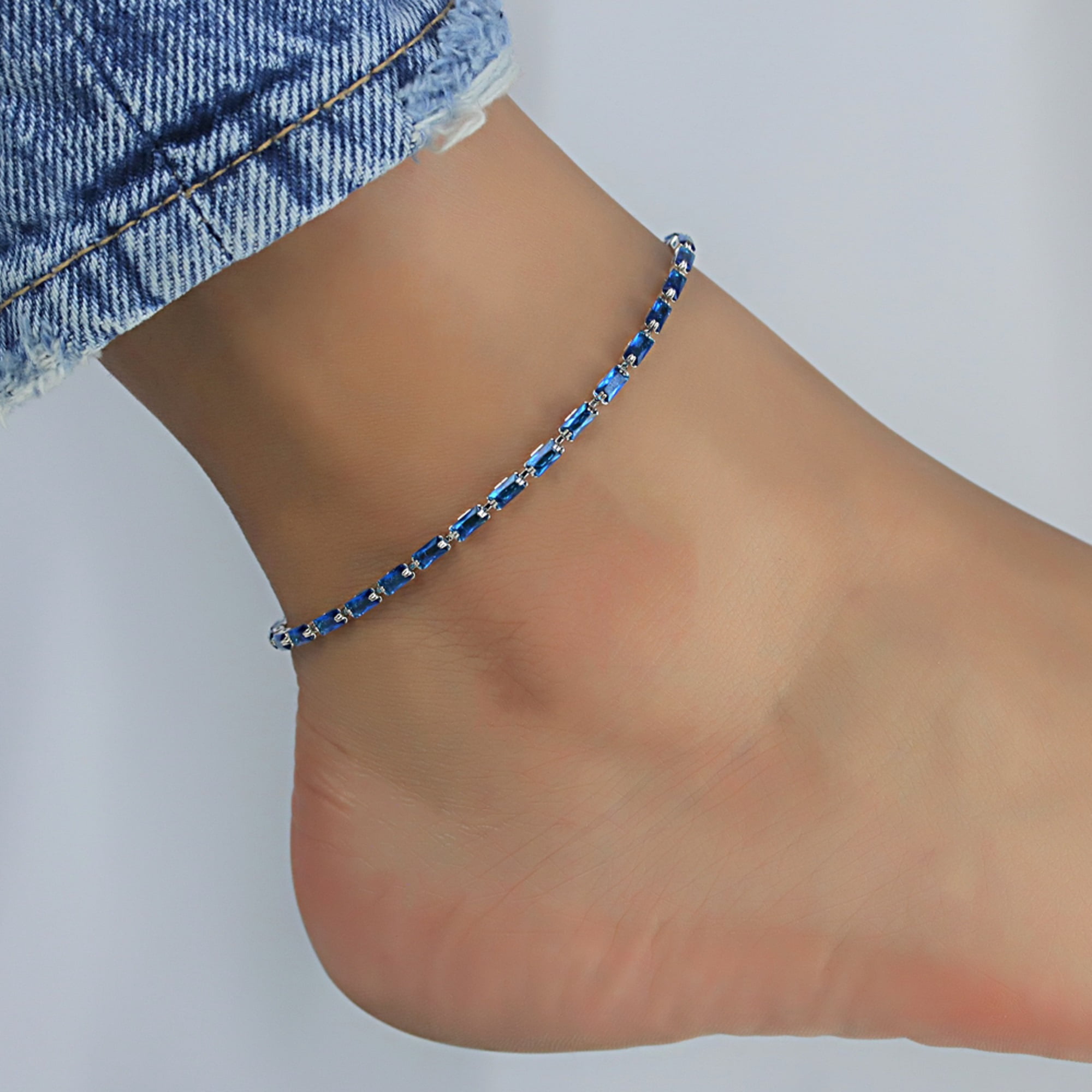 Kaash Customs CZ Fine Anklets for Women Silver Plated in Brass Metal