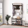 thumbnail image 2 of Costway 71" Coat Rack Hall Tree with Shoe Bench Industrial Entryway Storage Shelf with Hooks, 2 of 10