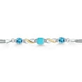 thumbnail image 2 of Gem Stone King 925 Silver and 10K Yellow Gold Green Turquoise and Swiss Blue Topaz and White Lab Grown Diamond Bracelet for Women (2.29 Cttw, Gemstone, Cushion 6MM, 7 inches, Made in Italy), 2 of 4