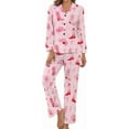 thumbnail image 5 of Top-kevin Flat Stylish Mahjong Women's Long-Sleeve Shirt And Full-Length Bottom Pajama Set, 5 of 11