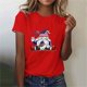 thumbnail image 2 of Blusas para las Mujeres Casual, Estampado Manga Corta Cuello Redondo Camiseta Top Hecho de Cómodo Estante de Imitación para Toda la Temporada de Uso Diario, Tops Cortos para las Mujeres, 2 of 7