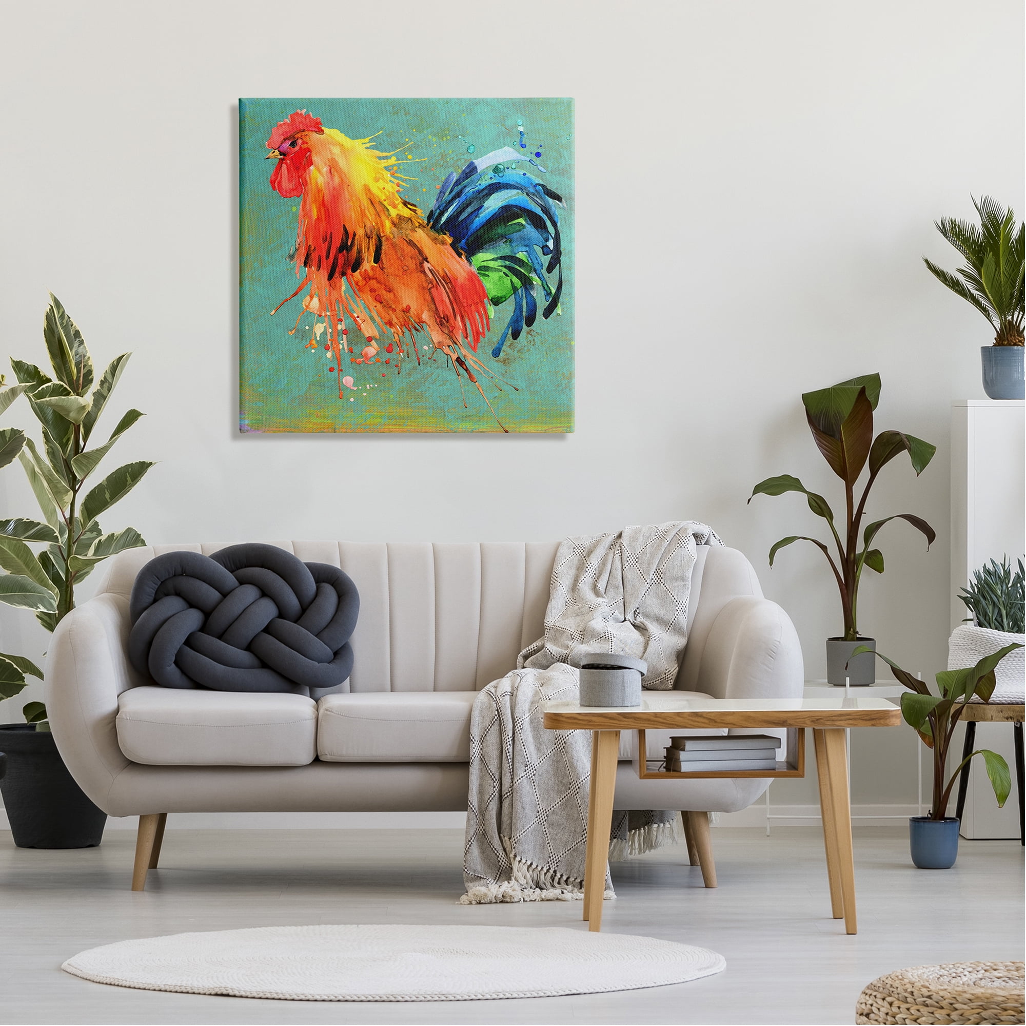 Stupell Urban Abstract Rooster Splash Animals & Insects Painting Gallery Wrapped Canvas Print Wall Art