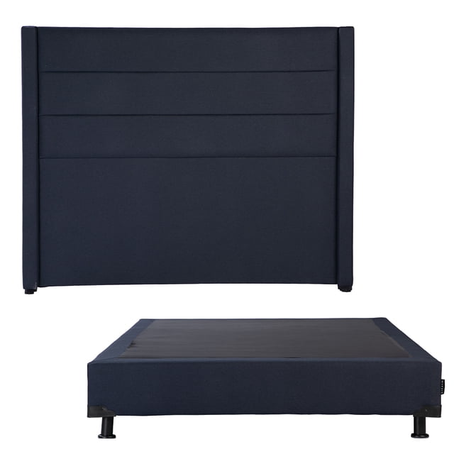 Box Base Cama Individual + Cabecera Lugo Azul