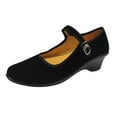 thumbnail image 3 of Mepaouo Women Ballet Shoes Ankle Strap Black Dance Shoes Low Heel Suede Comfy Walking Shoes, 3 of 4