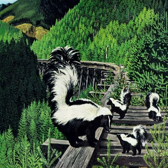 "Skunk Family" Painting Print on Wrapped Canvas