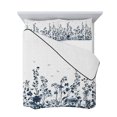 thumbnail image 7 of Blue Botanical Full Size Down Alternative Comforter, Lightweight Comforter Quilt Bedding Set with Pillow Shams Dragonfly Flower Leaf Retro Ink Style All Seasons Bed Comforter Duvet Insert 78"x90", 7 of 7