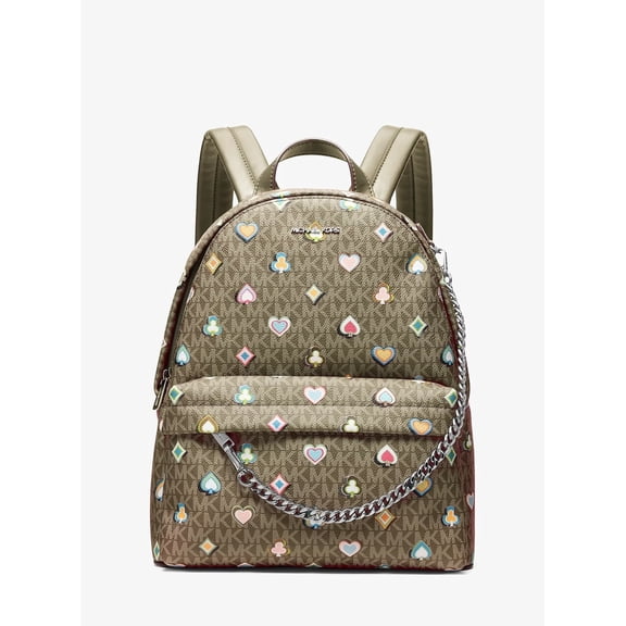 Michael Kors Slater Medium Printed Signature Logo Backpack - Olive