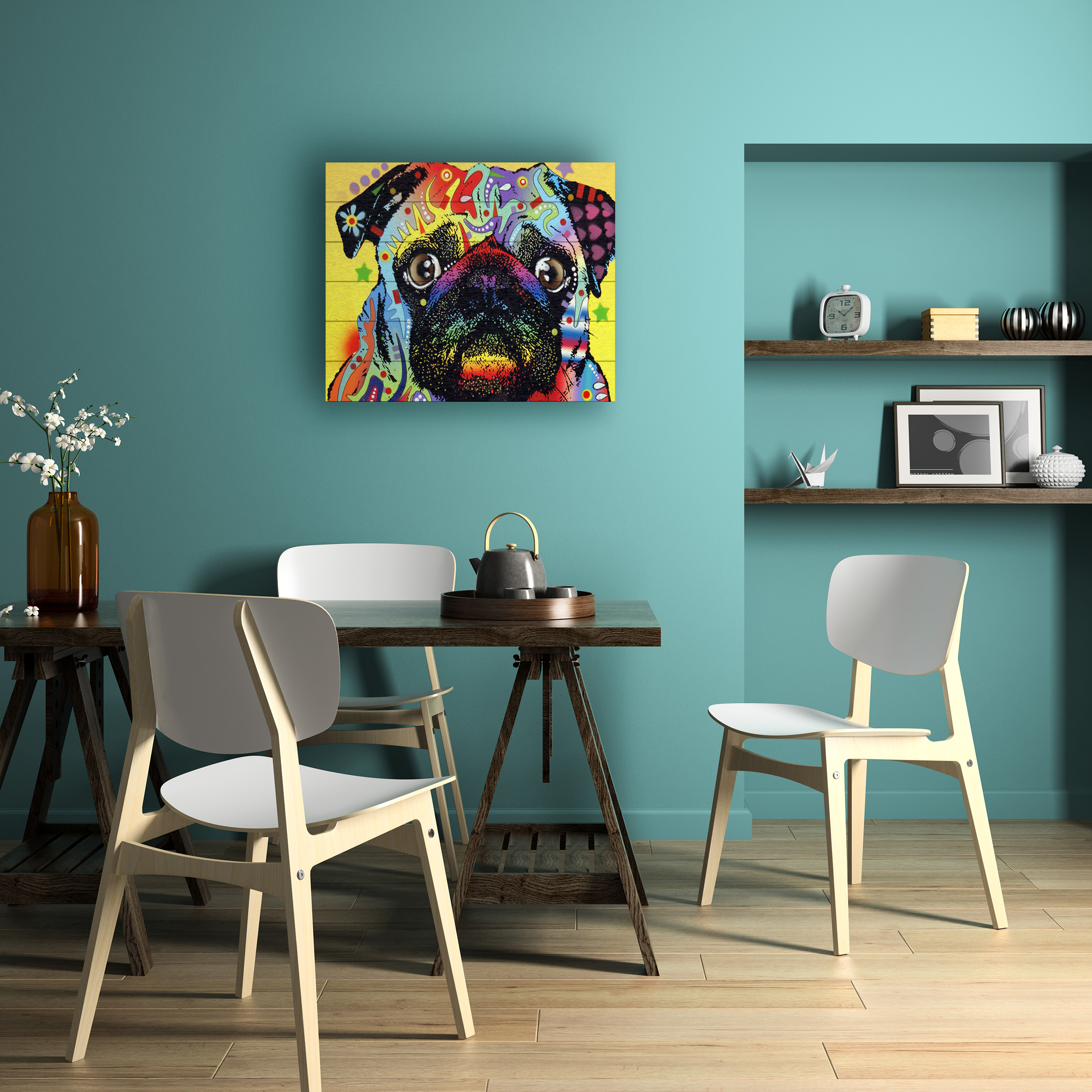 Trademark Fine Art 'Pug' Wooden Wall Art Art by Dean Russo
