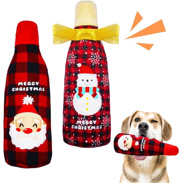 Christmas Dog Toys, 2 Pack Crunchy Water Bottle Dog Toys, Dog Gifts for