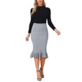 thumbnail image 2 of INSPIRE CHIC Womens Knit Mermaid Skirt Elastic High Waist Stretchy Bodycon Casual Fishtail Sweater Midi Skirts XL Grey, 2 of 6