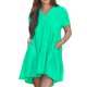 thumbnail image 1 of Zapatos de Vestido Casual para las Mujeres Color Sólido Manga Corta Vestido de Bolsillo con Cuello en V, Empalme Regular Multi-Color Desgaste Casual, Lavado de Manos de las Mujeres, 1 of 9