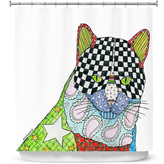 Shower Curtains 70" x 73" from DiaNoche Designs by Marley Ungaro - Cat White
