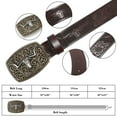thumbnail image 3 of SENDEFN Western Cowboy Belt for Men Women Longhorn Bull Buckle Belts Floral Engraved Embossed Pattern 1.5" Wide for Jeans, 3 of 7