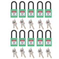 thumbnail image 1 of Lot de 10 cadenas de sécurité 38 mm/1,5 po, isolation technique, anti-poussière, pour usines, chantiers, hôpitaux, produits chimiques (vert), 1 of 4
