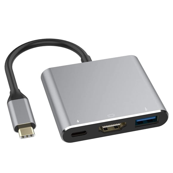 HEVIRGO 3 en 1 Adaptateur de Câble Portable Type-C Mâle vers USB-C USB 3.0 4K HDMI-compatible Femelle