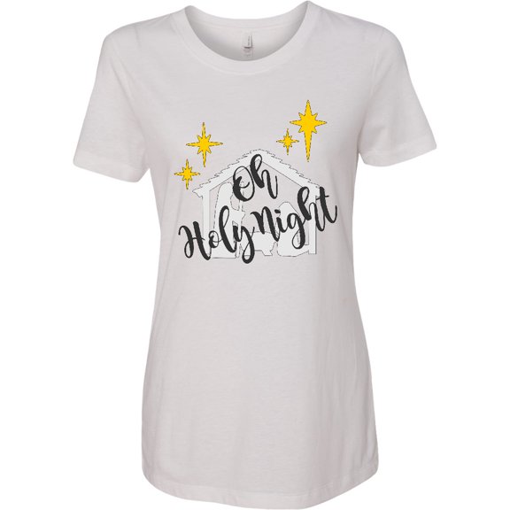 Inktastic Oh Holy Night Christmas Nativity with Yellow Stars Women's T-Shirt