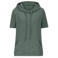 thumbnail image 6 of hotojiny Womens Summer Tops Lightweight Ribbed Short Sleeve Hoodies Casual Drawstring Pullover Shirt Fashion Clothes with Pockets, 6 of 6