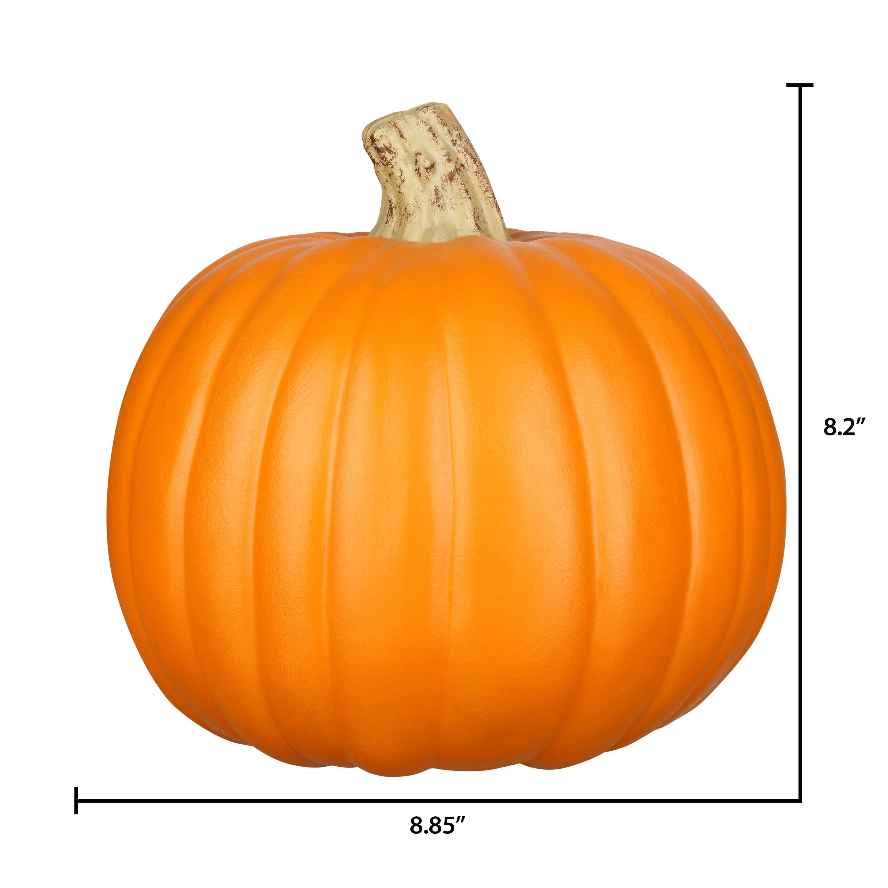 9-Inch Round Crafted Orange Pumpkin with Natural Stem for Outdoor Decor