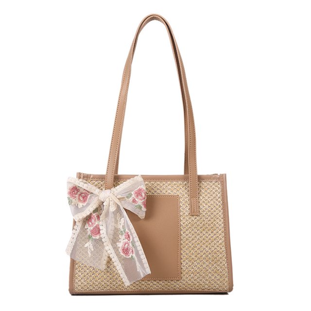 Nuevo bolso popular de gran capacidad para mujer, bolso de hombro de paja para ocio de primavera, bolso de mano tejido a la moda