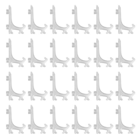 

3 inch Clear Plastic Stand Cookie Holder Display Stand Place Card Holder Display Easels at Weddings Birthday Party(24 pack)