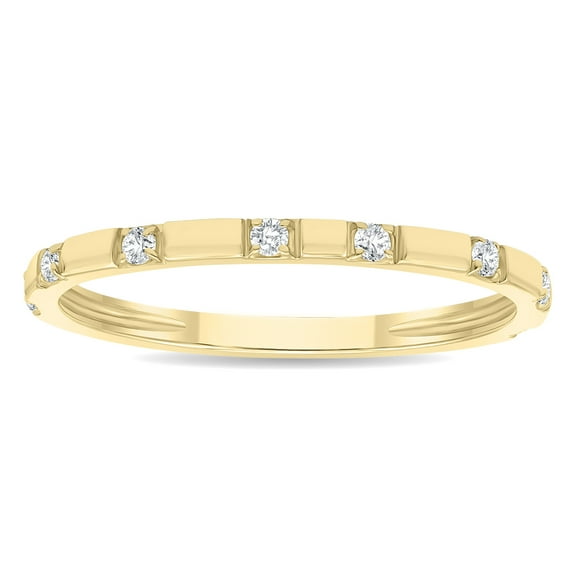 SZUL Women's 1/10 Carat TW Thin Diamond Wedding or Fashion Band in 10K Yellow Gold
