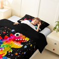 thumbnail image 4 of Metsweet Watercolor Dino Twin Comforter Sets 2pcs, Gradient Starry Sky Bedding Set, Pink Black,Black Reversible,1 Comforter and 1 Pillowcase, 4 of 6