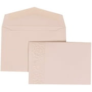 JAM Paper Wedding Invitation Set, Small, 3 3/8 x 4 3/4, White Card with White Envelope Embossed Window, 100/pack