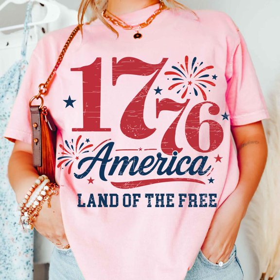 Retro 1776 America Shirt, Land of the Free Patriotic Tee, Red White and Blue T-Shirt, 4th of July Independence Day USA Heritage Top