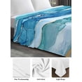 thumbnail image 6 of Teal Blue Ombre Queen Size Flat Sheet, Wrinkleproof & Fadeproof Cooling Flat Bed Sheet Only, Modern Coastal Ink Painted Abstract Breathable Soft Bedding Top Sheets 90 x 102 Inches, 6 of 8
