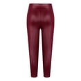 thumbnail image 2 of YONGHS Toddler Girls Faux Leather Pants Leggings Tights Winter Warm Thick Fleece Trousers Burgundy 9-10, 2 of 4